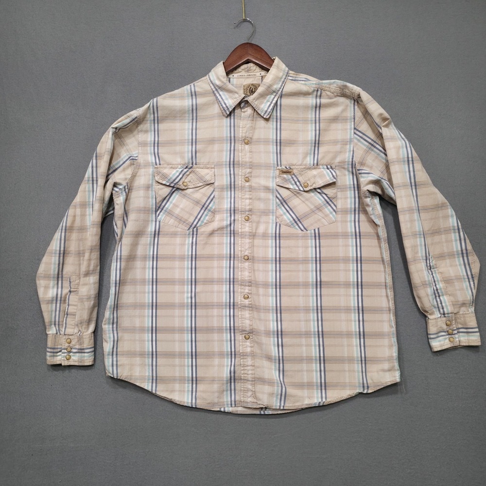 Cowboy Hardware Men's Long‎ Sleeve Pearl Snap Western Shirt Size XL